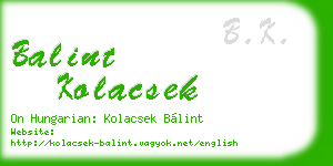 balint kolacsek business card